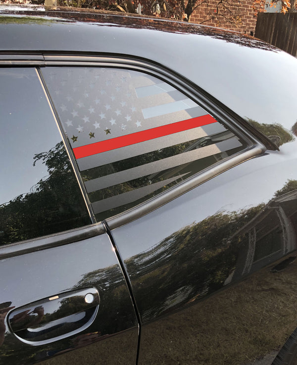 American Flag Quarter Window Decal 2008-23 Dodge Challenger