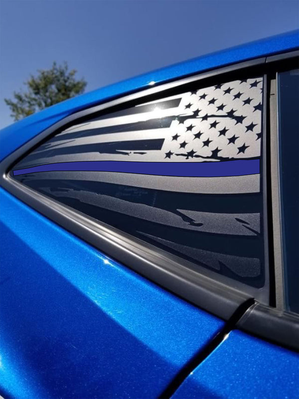 Distressed Quarter Window Flag Decals 2016-18 Chevy Camaro