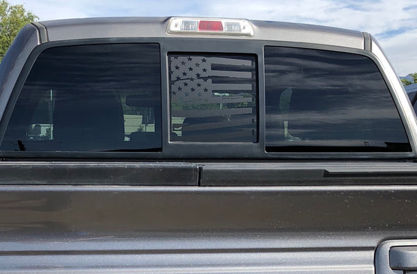 Ford F150 Back Middle Window Distressed American Flag Decal 2004-2014